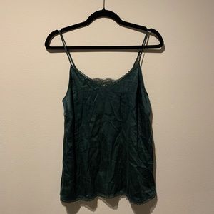 Anthropologie Green Silk Lace Cami